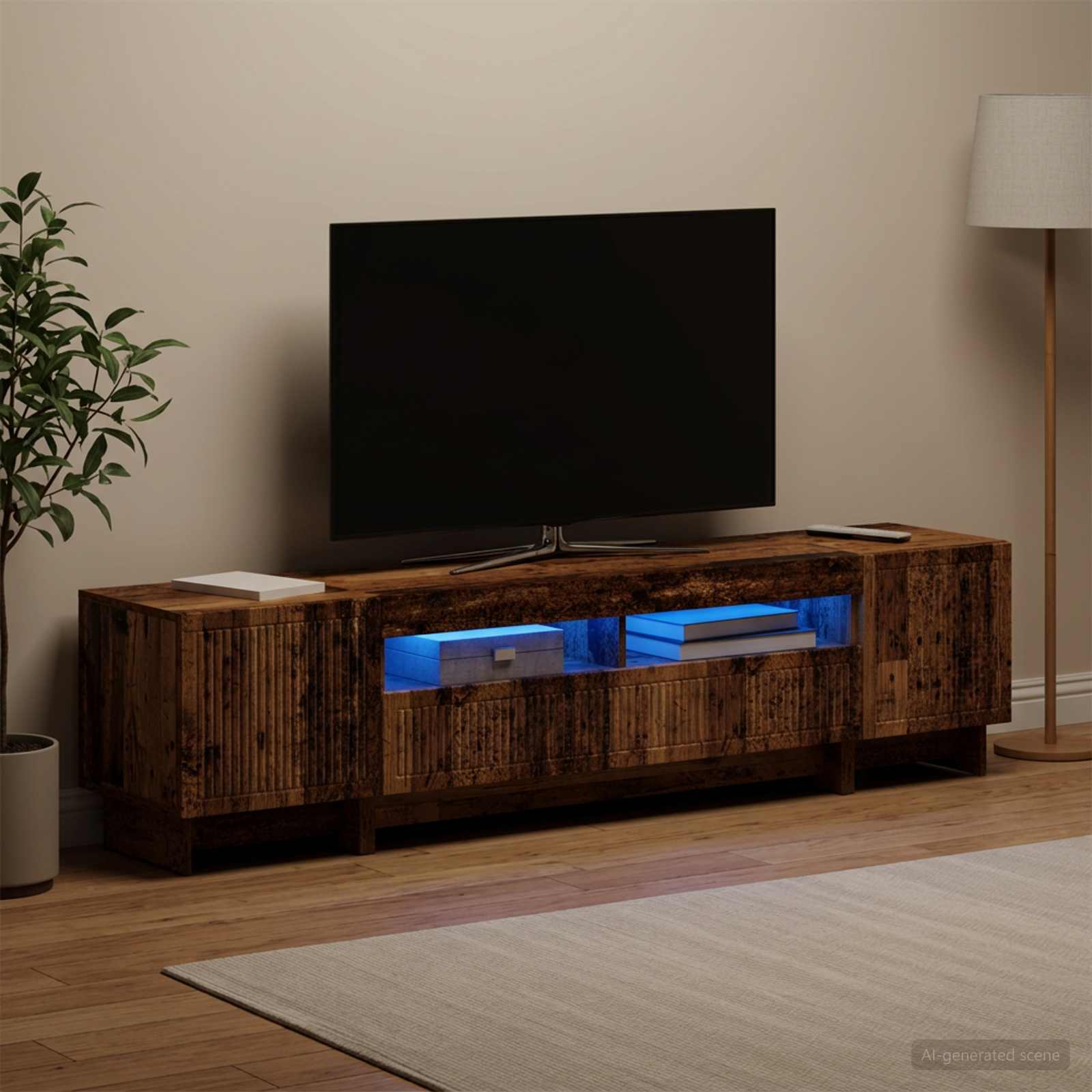 vidaXL 5-delt LED TV-skab Gammelt træ Konstrueret træ