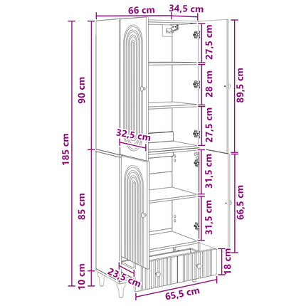 Skab Sæt 2 pcs 66 x 34,5 x 95 cm Konstrueret træ