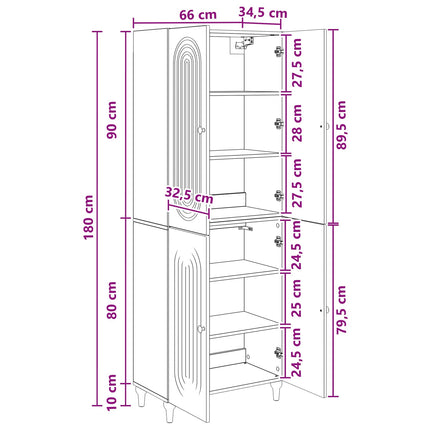 Skab Sæt 2 pcs 66 x 34,5 x 90 cm Konstrueret træ
