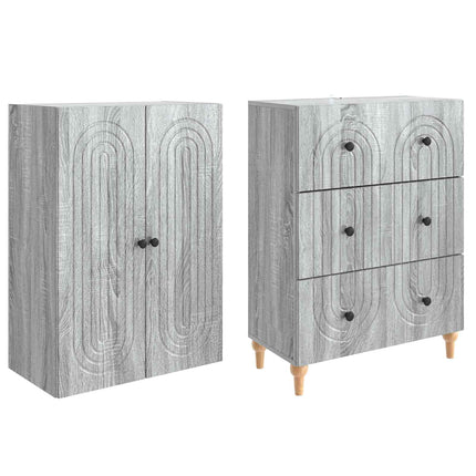 Skab Sæt 2 pcs Grå Sonoma 66 x 34,5 x 90 cm Konstrueret træ