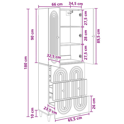Skab Sæt 2 pcs 66 x 34,5 x 90 cm Konstrueret træ