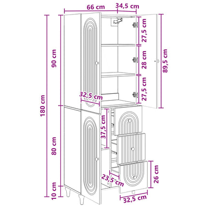 Skab Sæt 2 pcs 66 x 34,5 x 90 cm Konstrueret træ