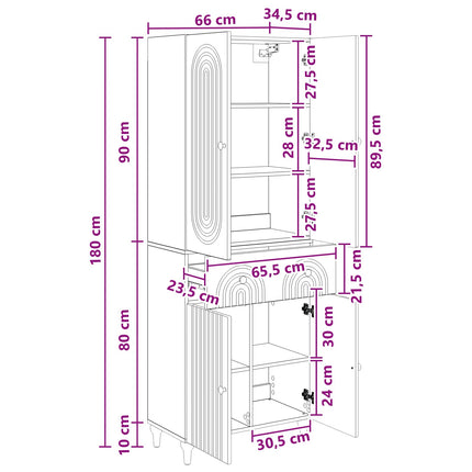 Skab Sæt 2 pcs 66 x 34,5 x 90 cm Konstrueret træ