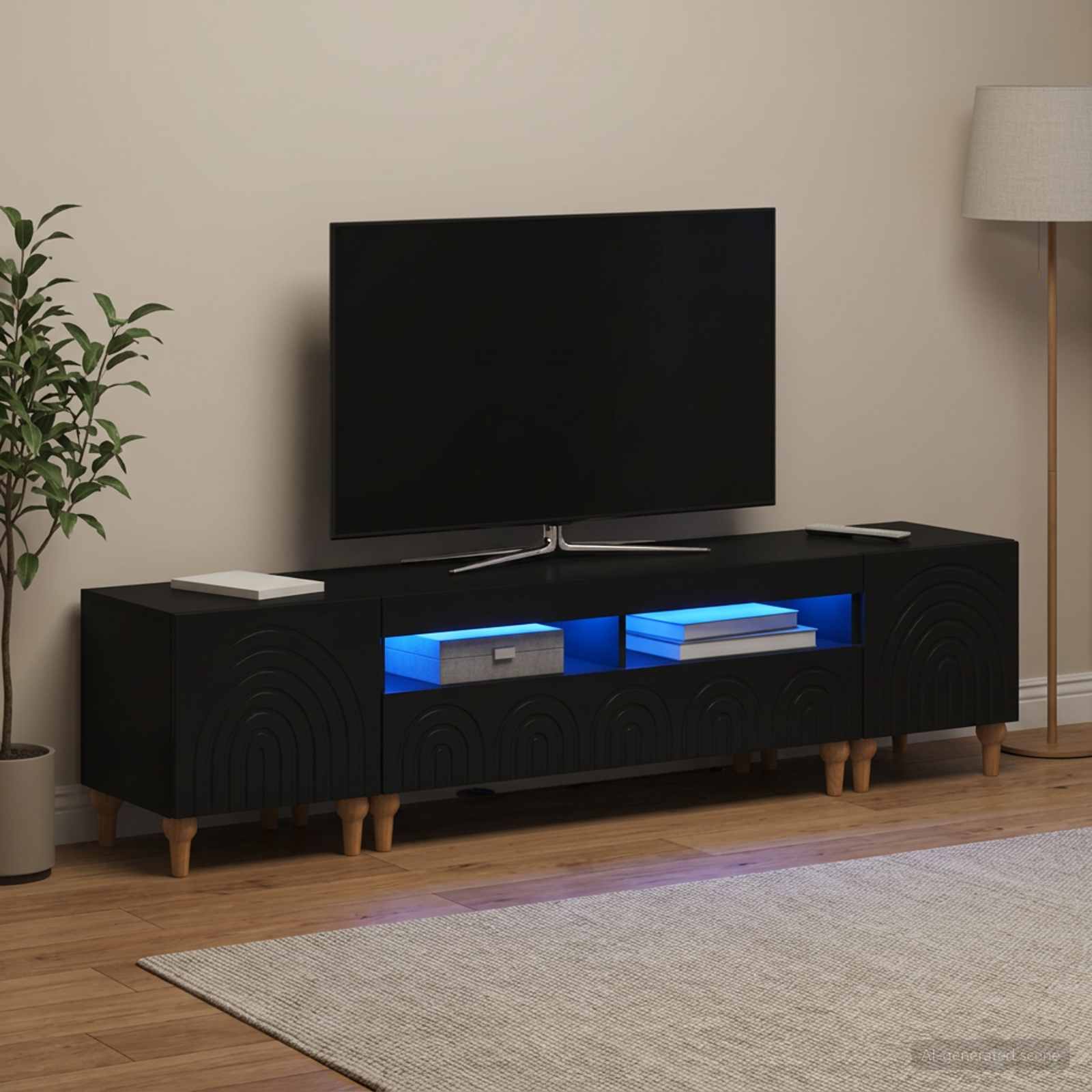 vidaXL 3-delt LED TV Skab Sort Konstrueret træ