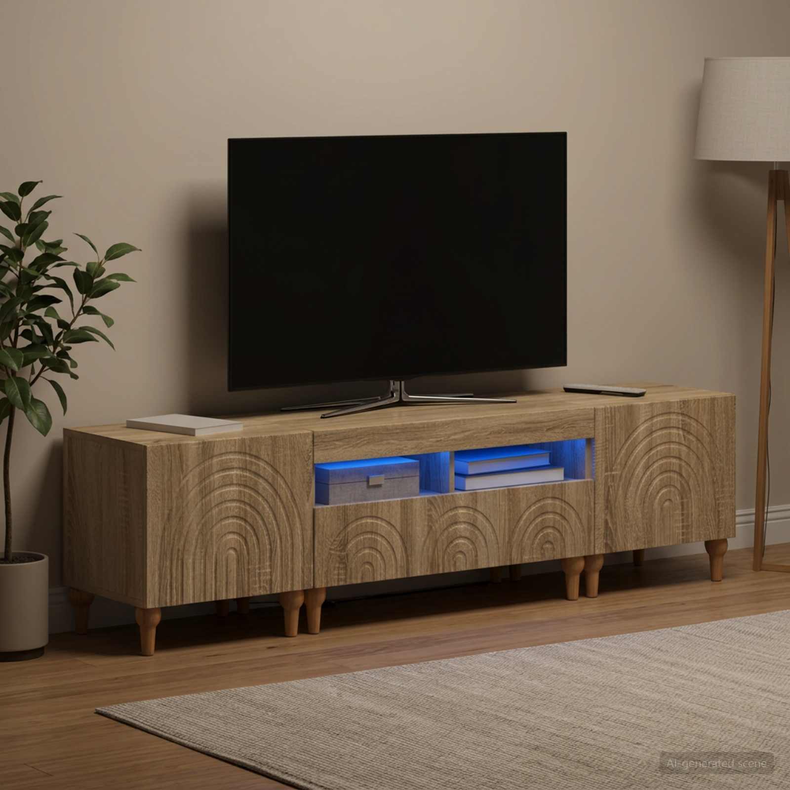 3-delt LED TV Skab Sonoma-eg Konstrueret tr