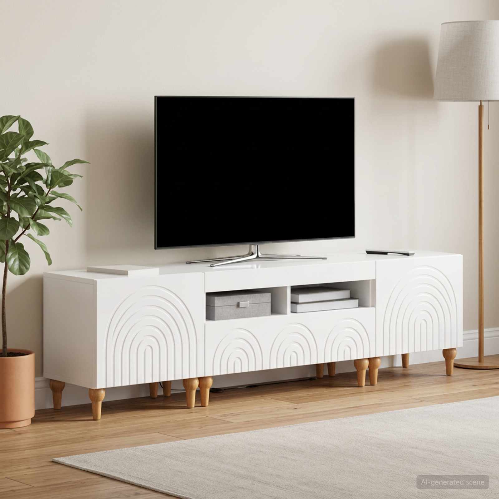 vidaXL 3-delt LED TV Skab Hvid højglans Konstrueret træ