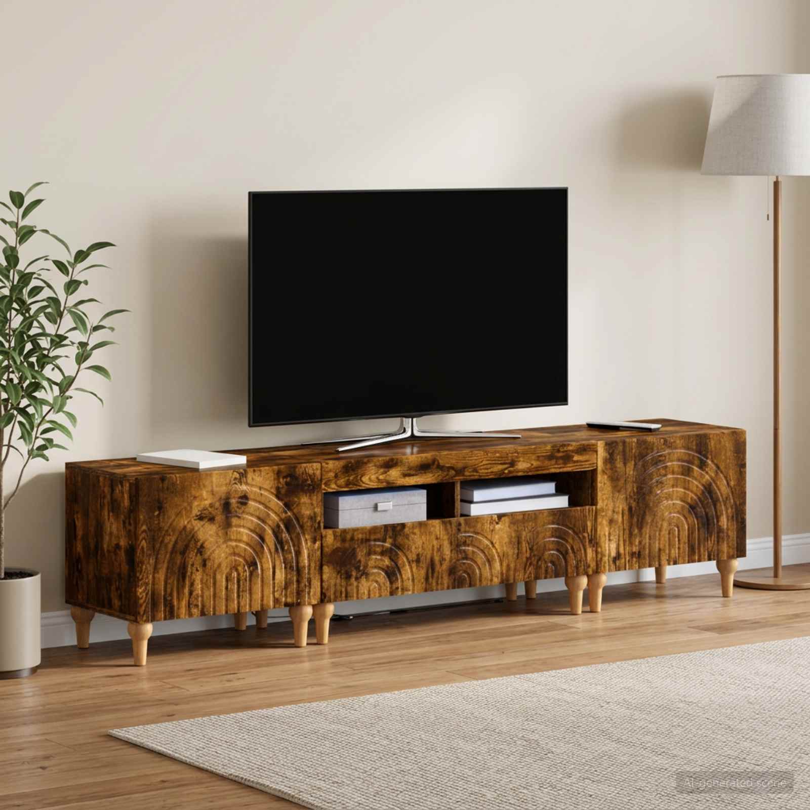 3-delt LED TV Skab Rget eg Konstrueret tr
