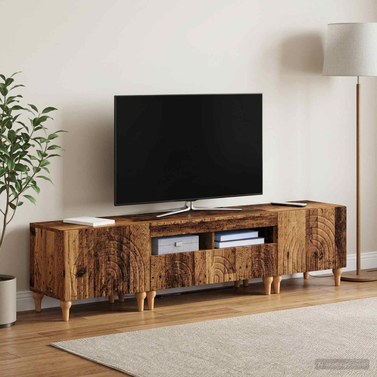 3-delt LED TV Skab Gammelt tr Konstrueret tr