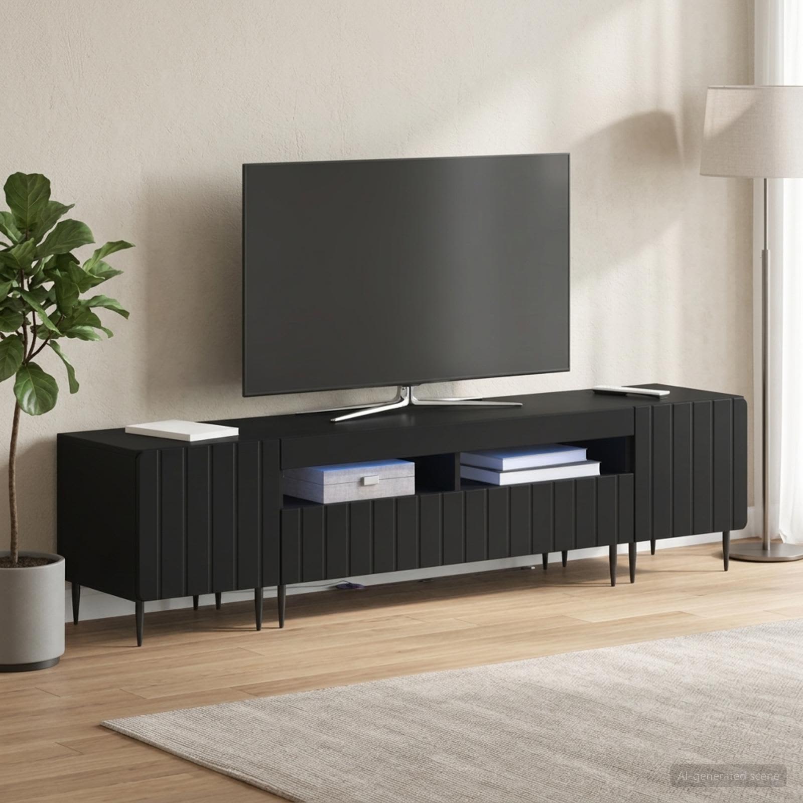 vidaXL 5-delt LED TV-skab Sort Konstrueret træ