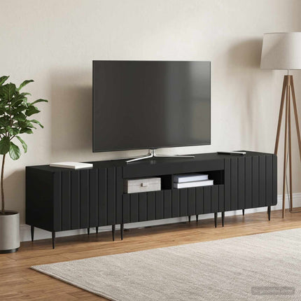 3-delt LED TV Skab ZWOLLE Sort Konstrueret træ