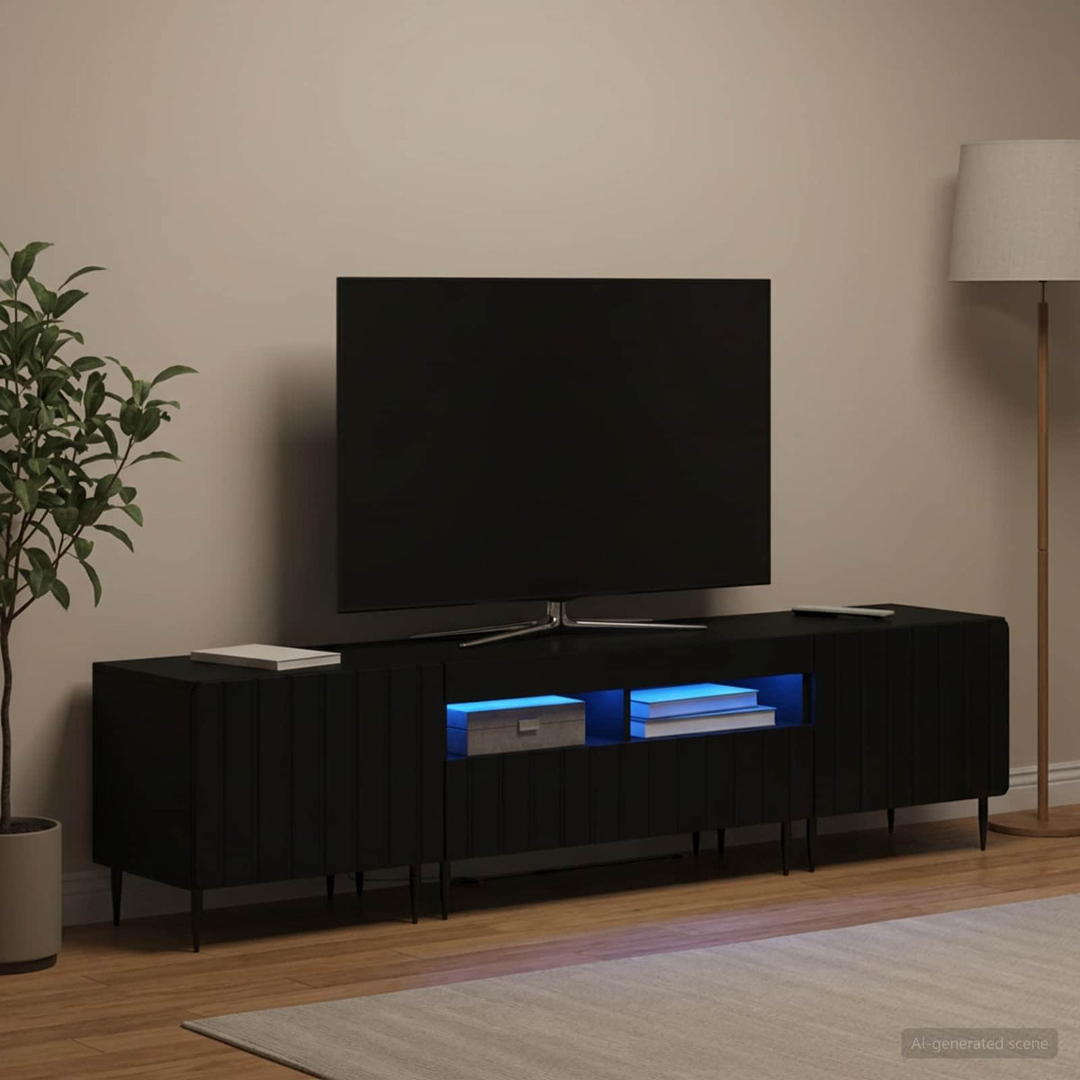 vidaXL 5-delt LED TV-skab Sort Konstrueret træ