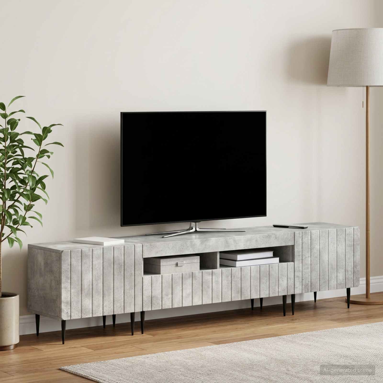 vidaXL 5-delt LED TV-skab Betongrå Konstrueret træ