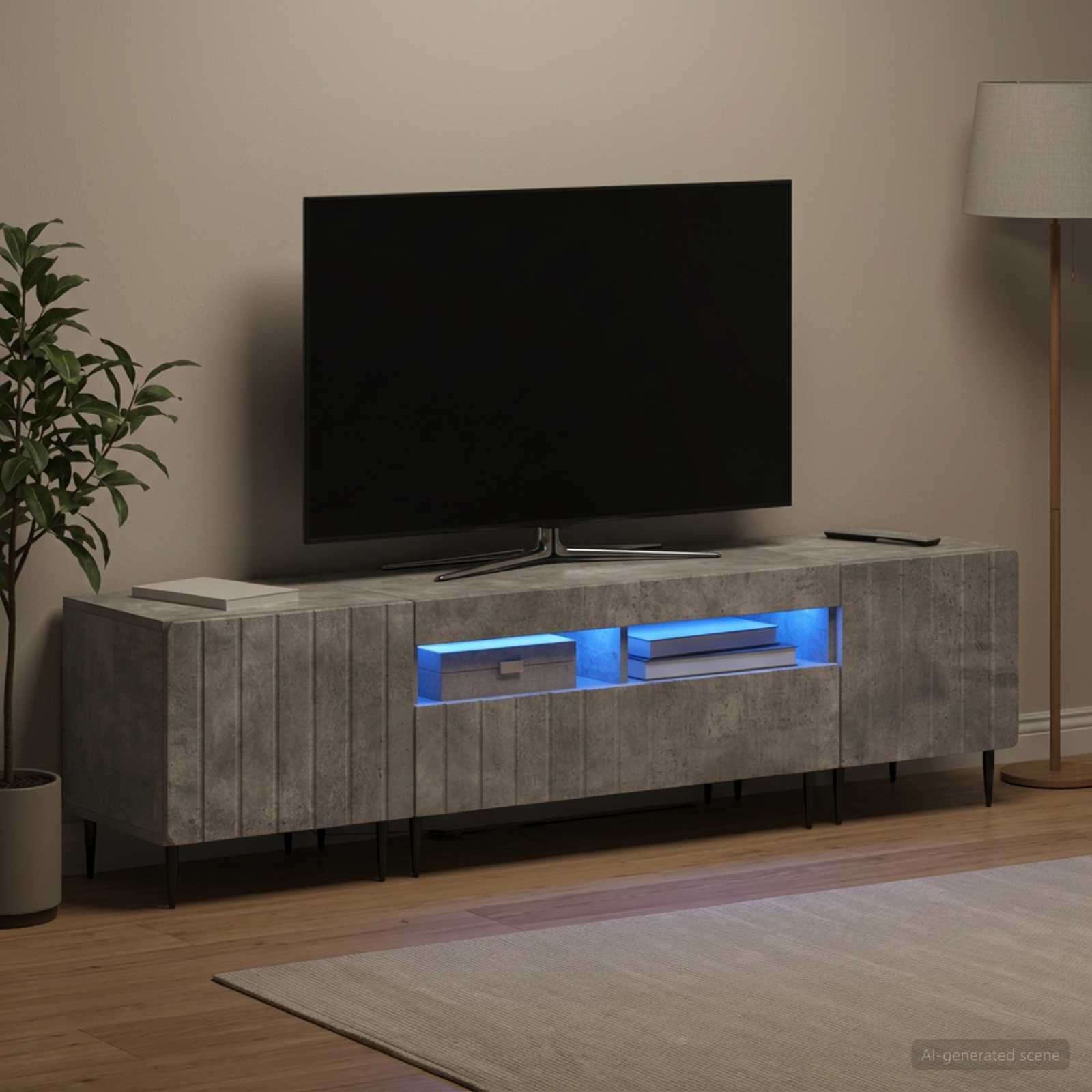vidaXL 5-delt LED TV-skab Betongrå Konstrueret træ