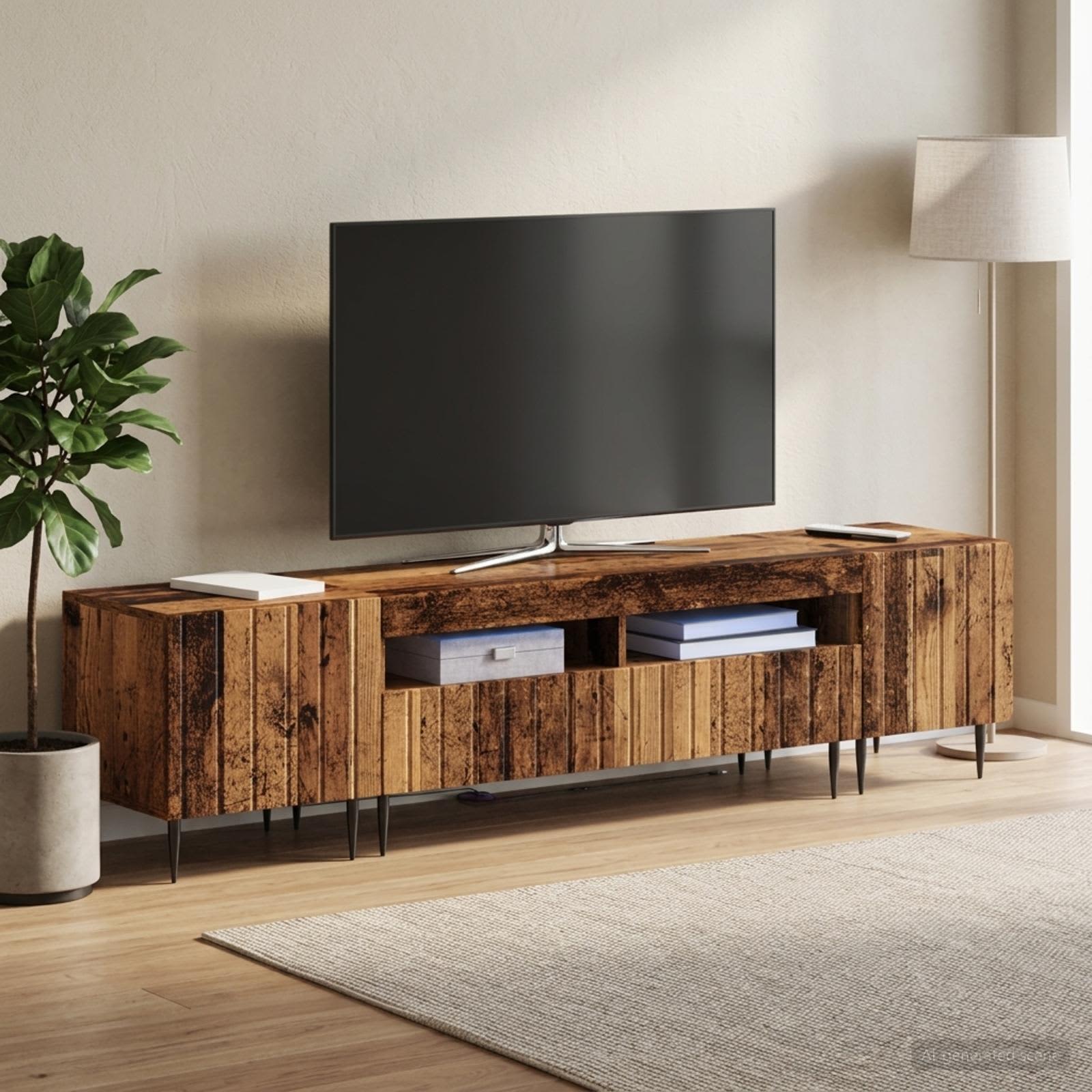 vidaXL 5-delt LED TV-skab Gammelt træ Konstrueret træ
