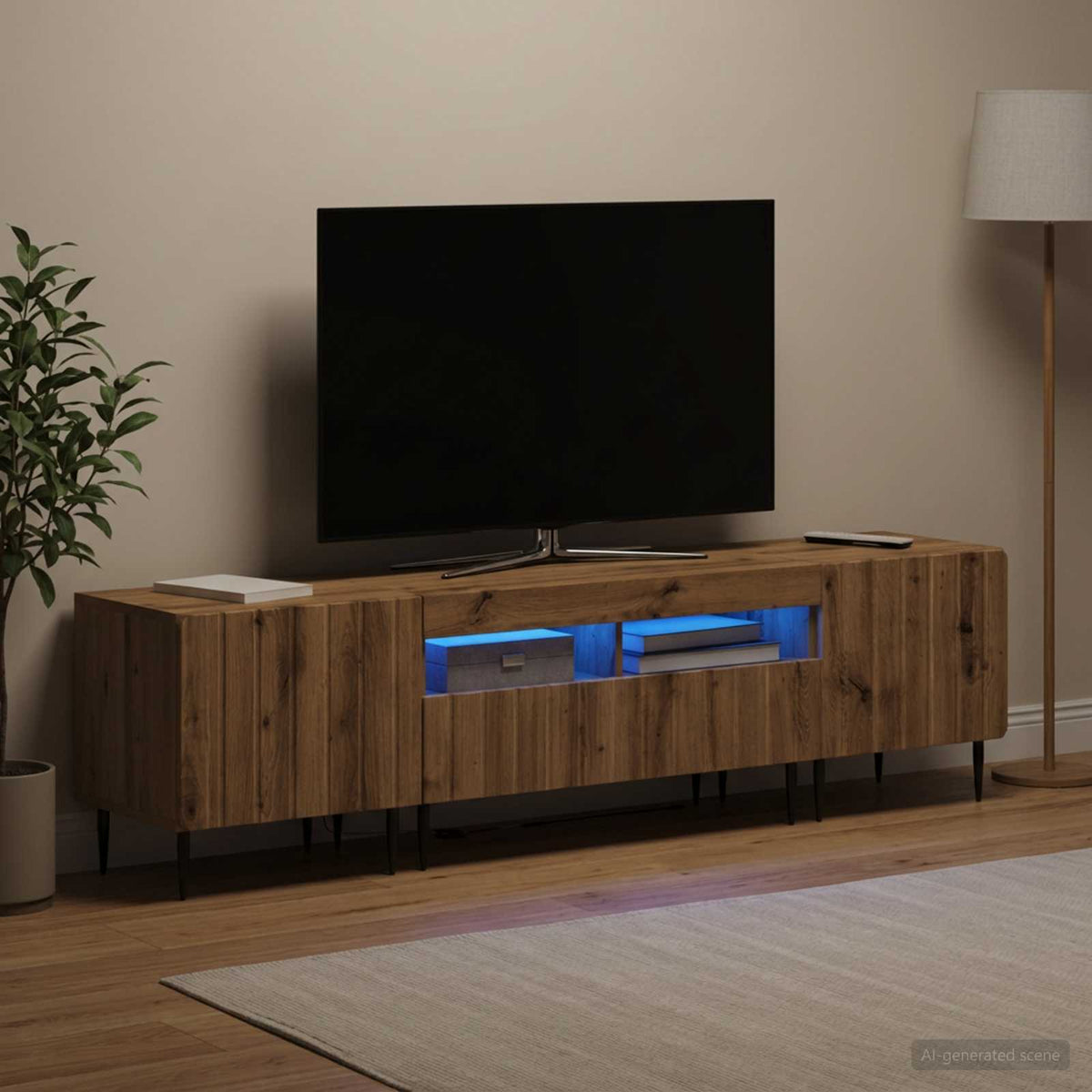 vidaXL 5-delt LED TV-skab Artisan-eg Konstrueret træ