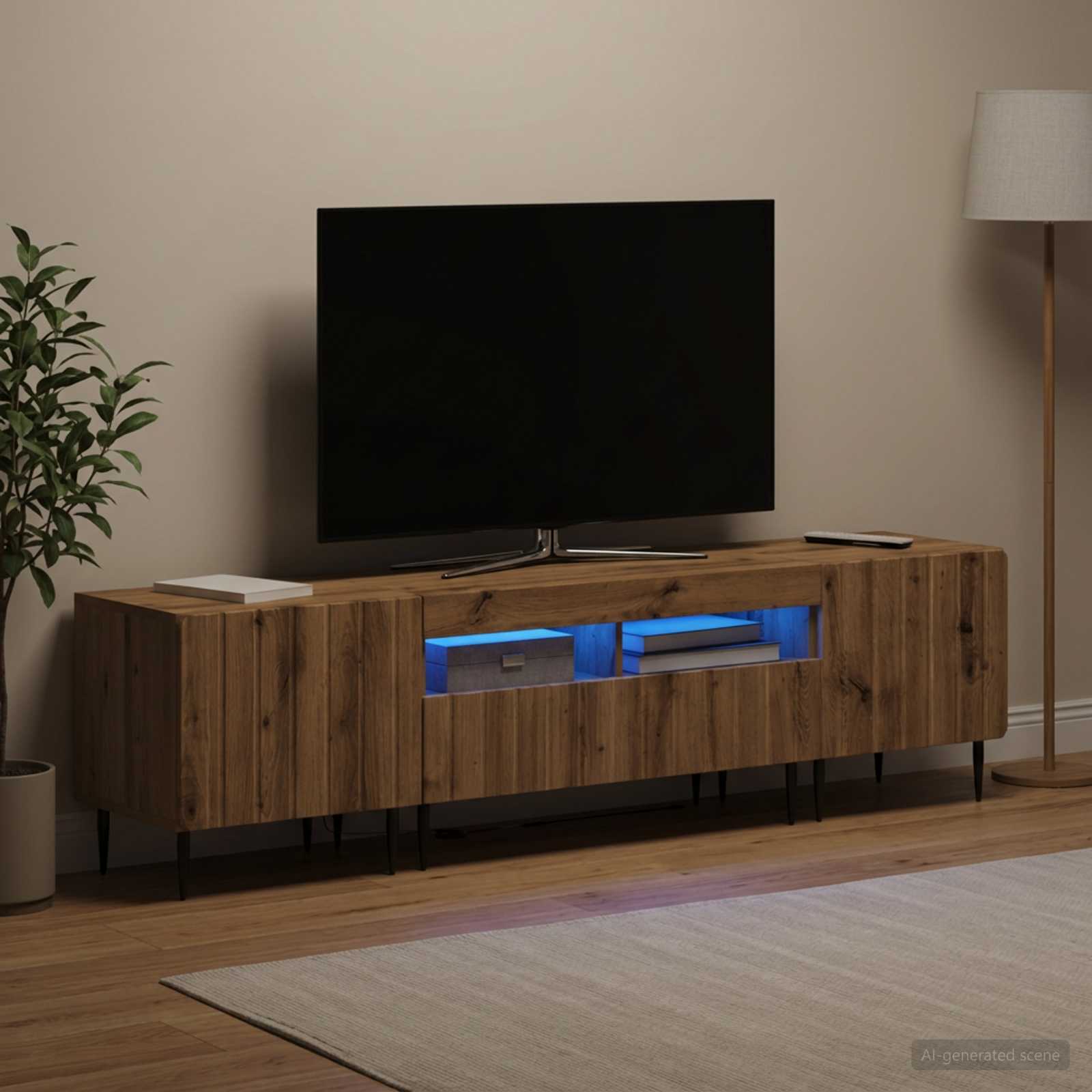 vidaXL 5-delt LED TV-skab Artisan-eg Konstrueret træ