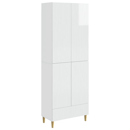 Skab Sæt 2 pcs Hvid højglans 66 x 34,5 x 95 cm Konstrueret træ