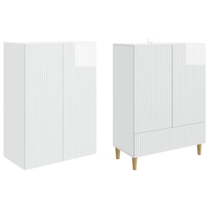 Skab Sæt 2 pcs Hvid højglans 66 x 34,5 x 95 cm Konstrueret træ
