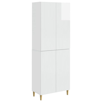 Skab Sæt 2 pcs Hvid højglans 66 x 34,5 x 90 cm Konstrueret træ