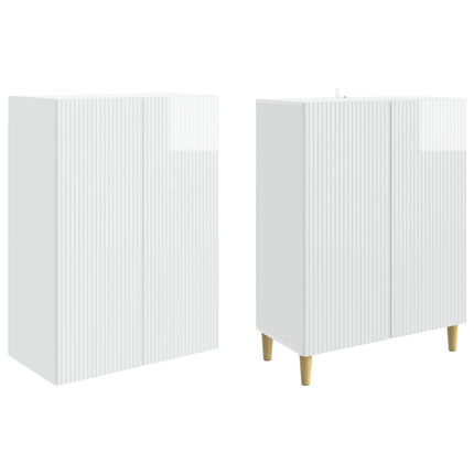 Skab Sæt 2 pcs Hvid højglans 66 x 34,5 x 90 cm Konstrueret træ