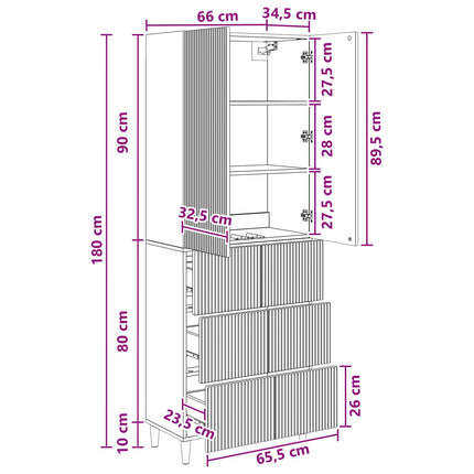 Skab Sæt 2 pcs 66 x 34,5 x 90 cm Konstrueret træ