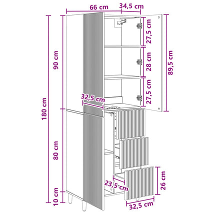 Skab Sæt 2 pcs 66 x 34,5 x 90 cm Konstrueret træ
