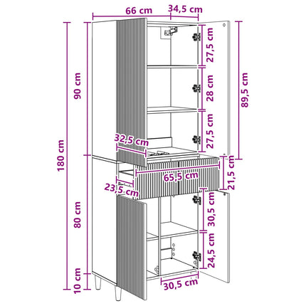 Skab Sæt 2 pcs 66 x 34,5 x 90 cm Konstrueret træ