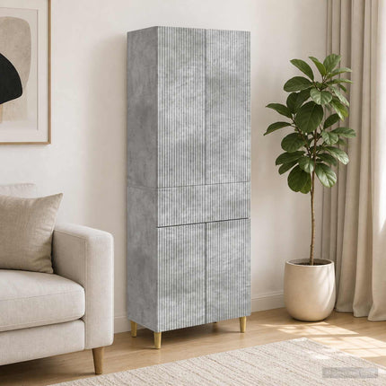 Skab Sæt 2 pcs Betongrå 66 x 34,5 x 90 cm Konstrueret træ