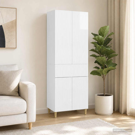 Skab Sæt 2 pcs Hvid højglans 66 x 34,5 x 90 cm Konstrueret træ