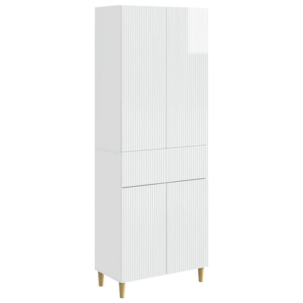 Skab Sæt 2 pcs Hvid højglans 66 x 34,5 x 90 cm Konstrueret træ