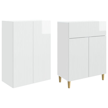 Skab Sæt 2 pcs Hvid højglans 66 x 34,5 x 90 cm Konstrueret træ