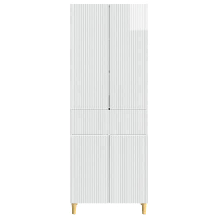 Skab Sæt 2 pcs Hvid højglans 66 x 34,5 x 90 cm Konstrueret træ