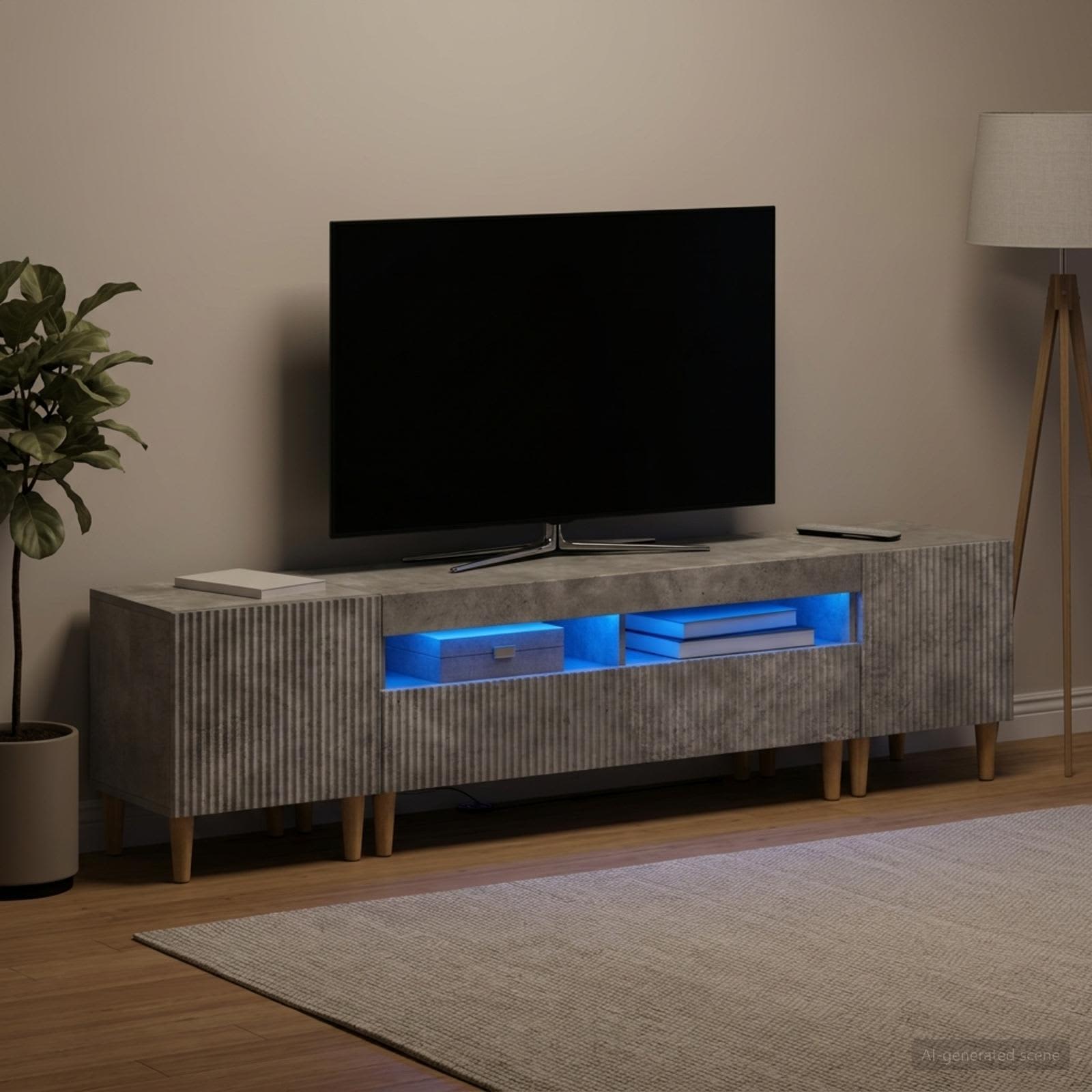 vidaXL 3-delt LED TV Skab ARNHEM 3 stk. Betongrå Konstrueret træ