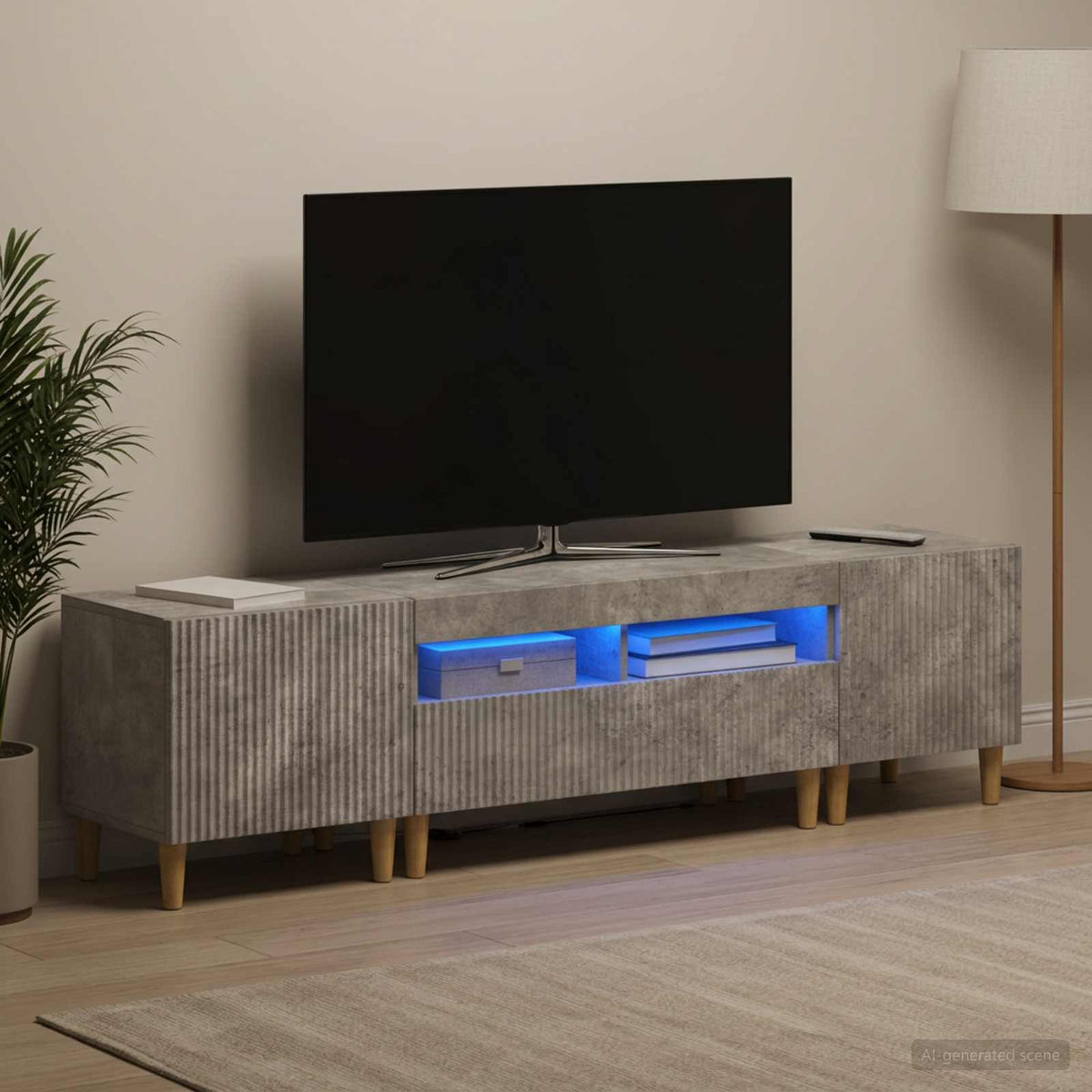 vidaXL 3-delt LED TV Skab ARNHEM 3 stk. Betongrå Konstrueret træ