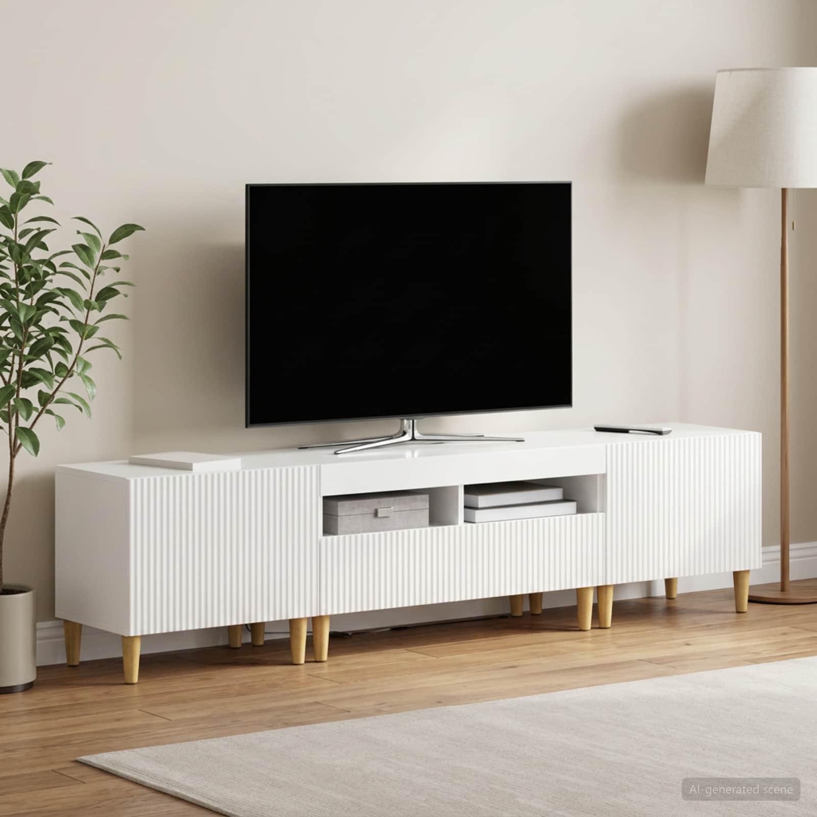 vidaXL 3-delt LED TV Skab ARNHEM 3 stk. Hvid højglans Konstrueret træ