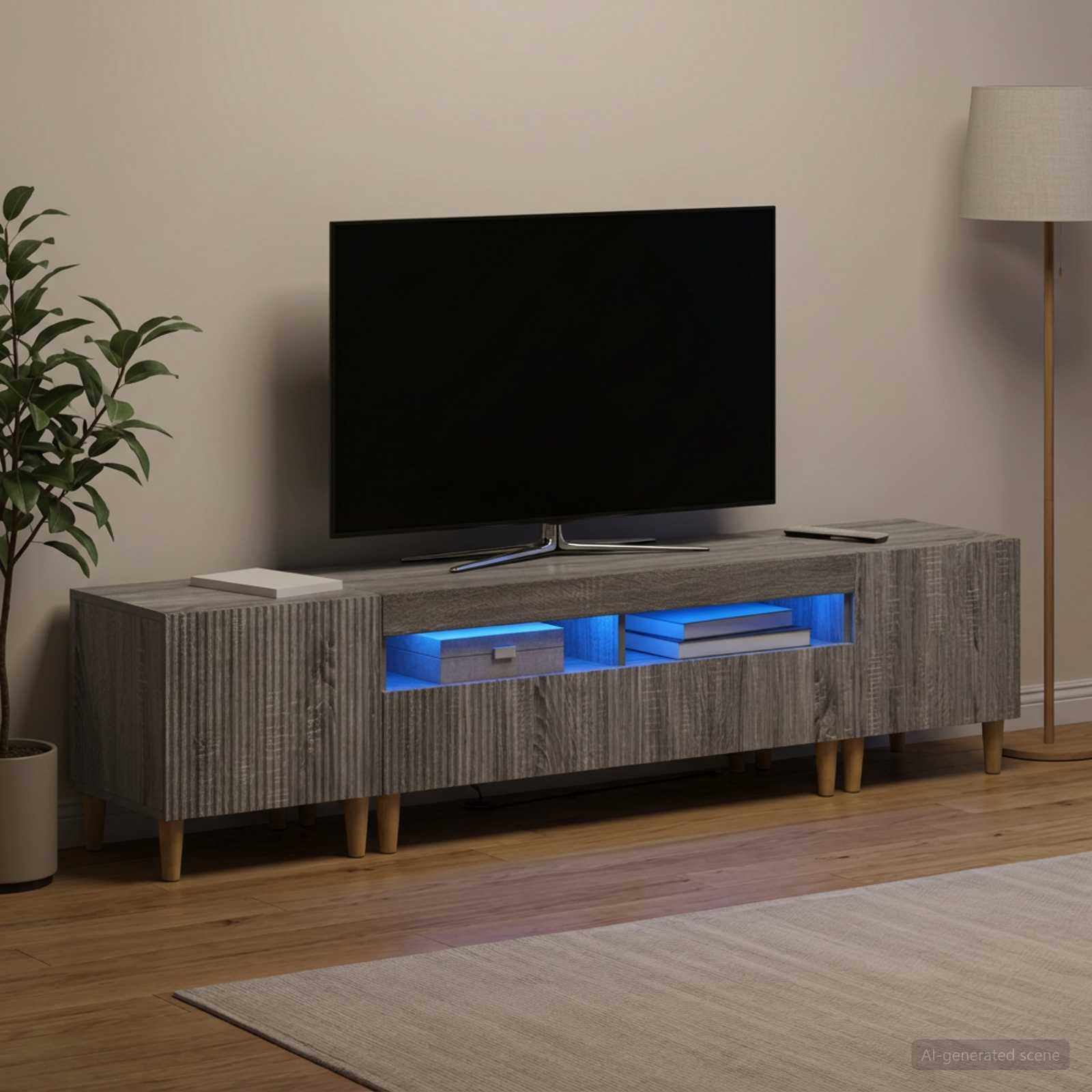 3-delt LED TV Skab ARNHEM 3 stk. Gr Sonoma Konstrueret tr