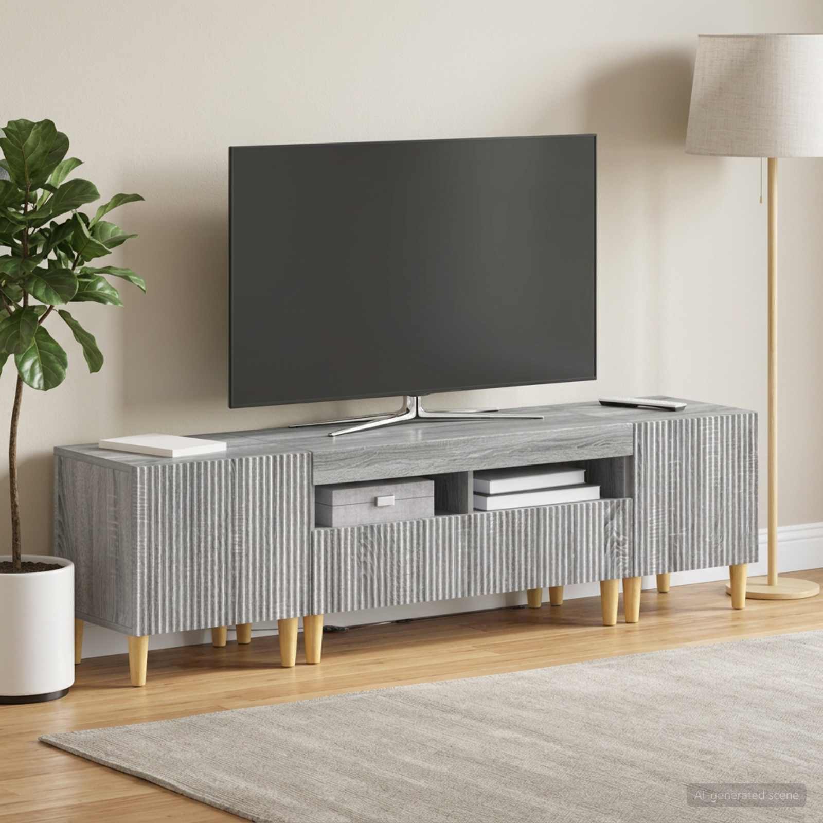 vidaXL 3-delt LED TV Skab ARNHEM 3 stk. Grå Sonoma Konstrueret træ