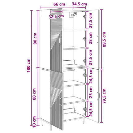 Skab Sæt 2 pcs Grå Sonoma 66 x 34,5 x 89,5 cm Konstrueret træ