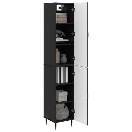 Skab Sæt 2 pcs Sort 33 x 34,5 x 89,5 cm Konstrueret træ