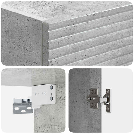 Skab Sæt 2 pcs Betongrå 33 x 34,5 x 89,5 cm Konstrueret træ