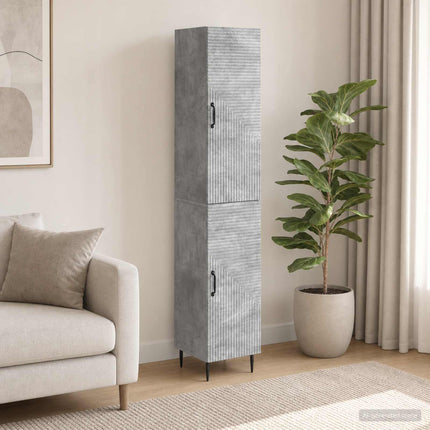 Skab Sæt 2 pcs Betongrå 33 x 34,5 x 89,5 cm Konstrueret træ