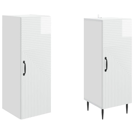 Skab Sæt 2 pcs Hvid højglans 33 x 34,5 x 89,5 cm