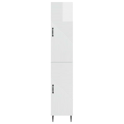 Skab Sæt 2 pcs Hvid højglans 33 x 34,5 x 89,5 cm