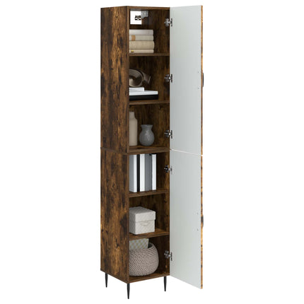 Skab Sæt 2 pcs Røget eg 33 x 34,5 x 89,5 cm Konstrueret træ