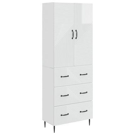 Skab Sæt 2 pcs Hvid højglans 66 x 34,5 x 90 cm Konstrueret træ
