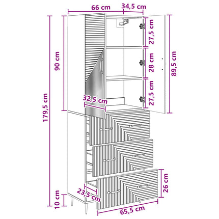 Skab Sæt 2 pcs Hvid højglans 66 x 34,5 x 90 cm Konstrueret træ