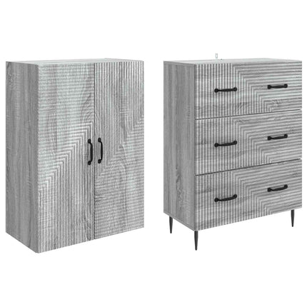 Skab Sæt 2 pcs Grå Sonoma 66 x 34,5 x 90 cm Konstrueret træ