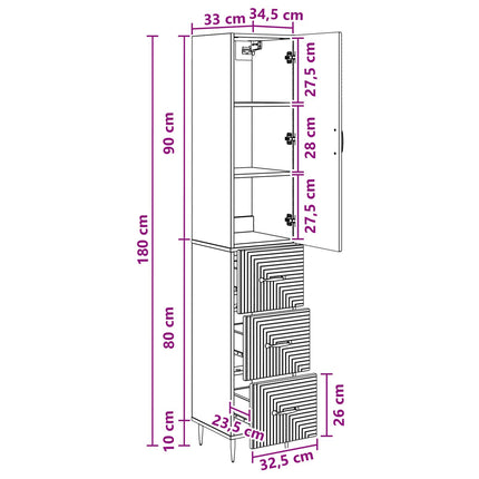 Skab Sæt 2 pcs Sonoma-eg 33 x 34,5 x 90 cm Konstrueret træ
