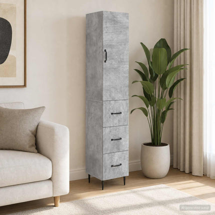 Skab Sæt 2 pcs Betongrå 33 x 34,5 x 90 cm Konstrueret træ