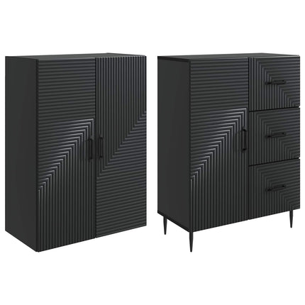 Skab Sæt 2 pcs Sort 66 x 34,5 x 89,5 cm Konstrueret træ